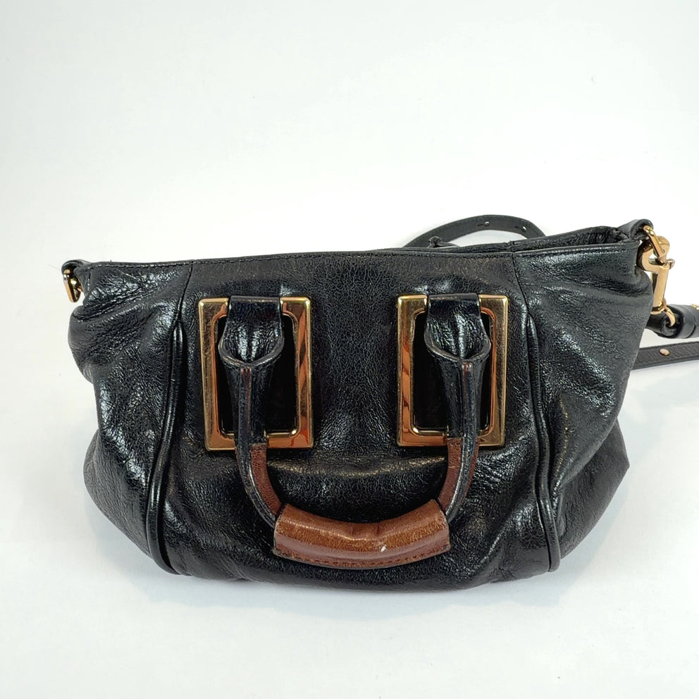Chloe Ethel Black Leather Satchel Shoulder Bag