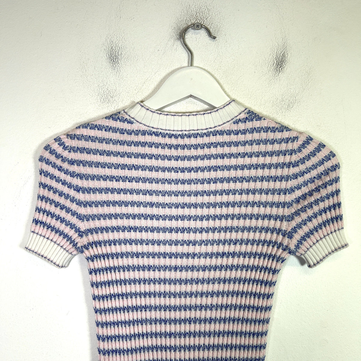 Chanel 2020 Striped Ribbed Knit Interlocking CC Top