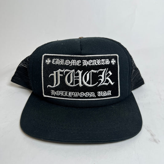 Chrome Hearts Black F**k Hollywood Trucker Hat