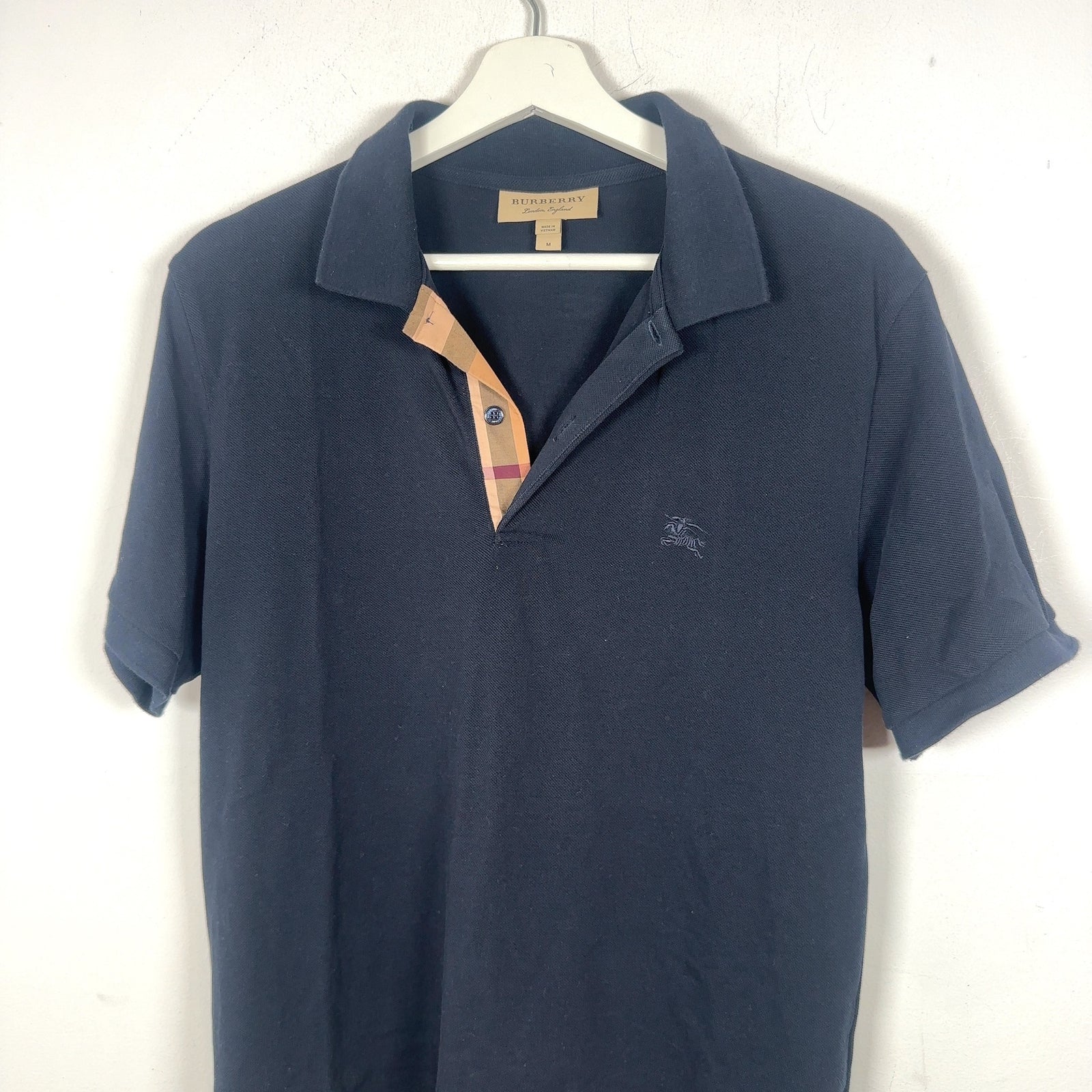 Burberry 1/4 Button Navy Polo