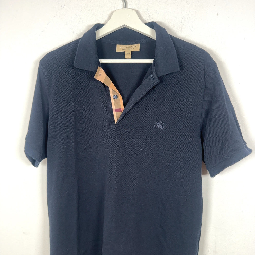 Burberry 1/4 Button Navy Polo