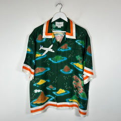 Casablanca Green Casa Airplane Silk Button-Up Shirt Size XXL