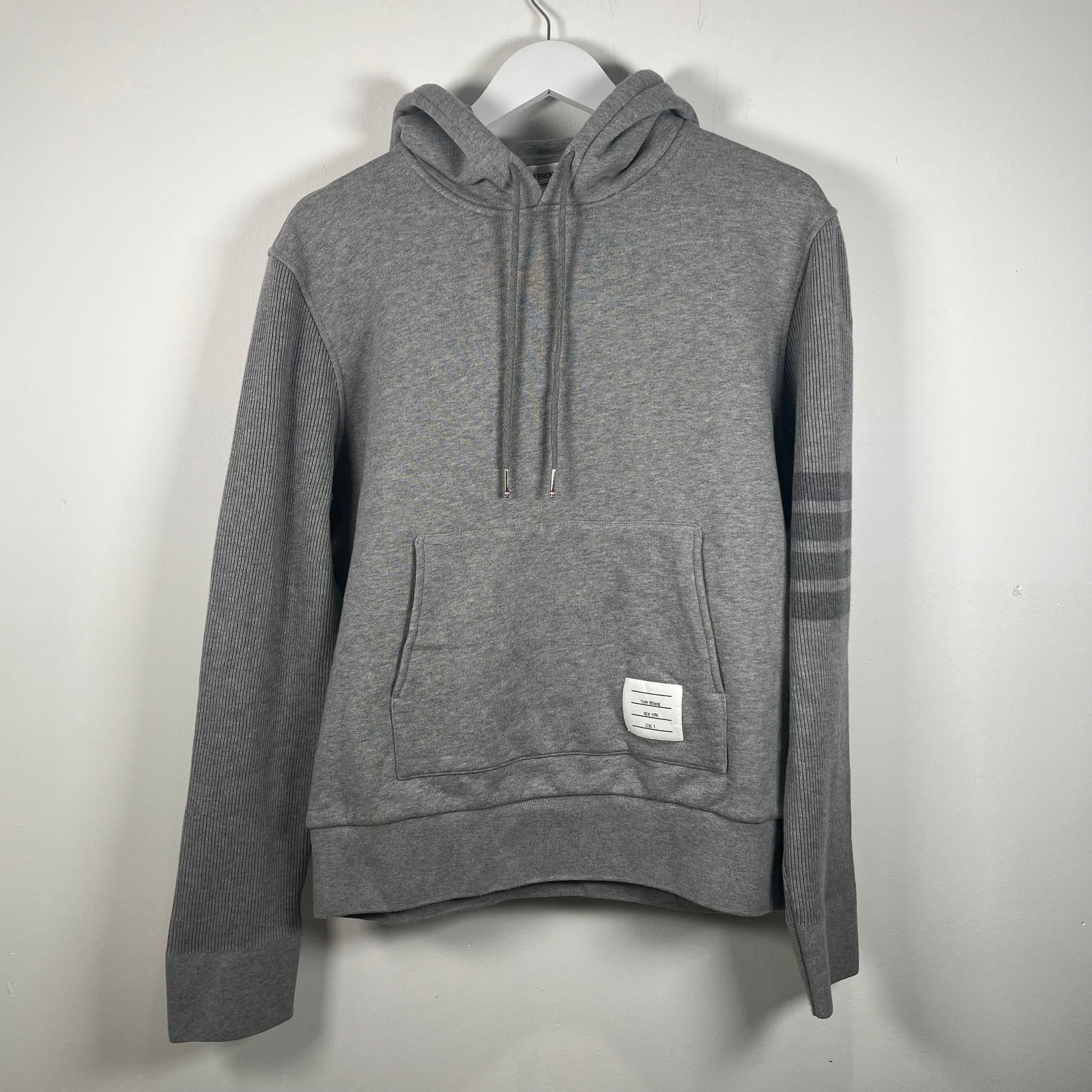 Thom Browne Grey 4-Bar Hoodie Size 3