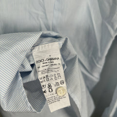 Dolce Gabbana Blue Pinstripe Button Up Shirt Size M