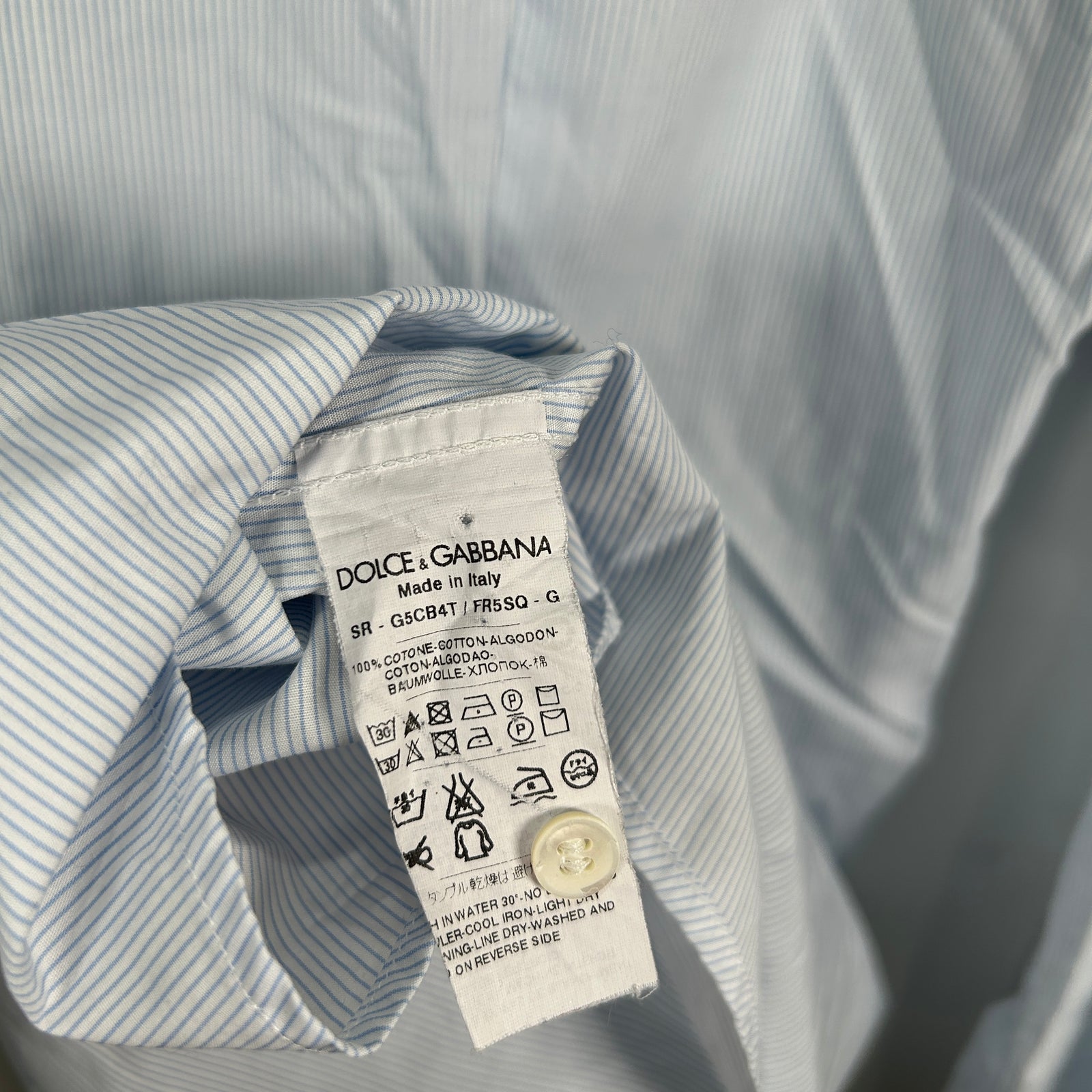 Dolce Gabbana Blue Pinstripe Button Up Shirt Size M