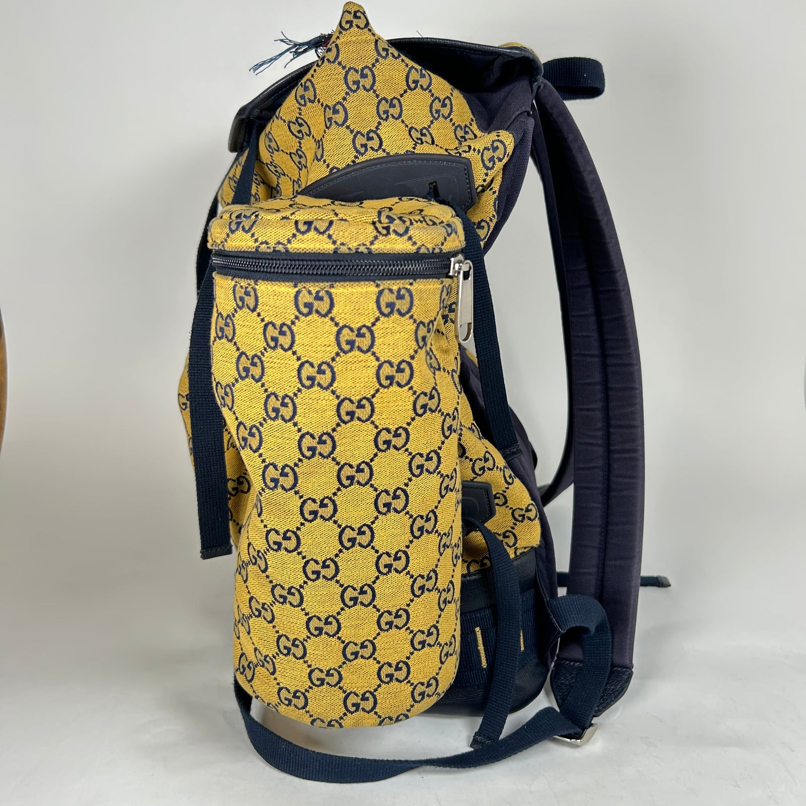 Gucci Yellow Fabric Maxi Monogram Utility GG Backpack