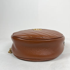 Gucci Brown Azalea Calfskin Diagonal Mini Round Shoulder Bag