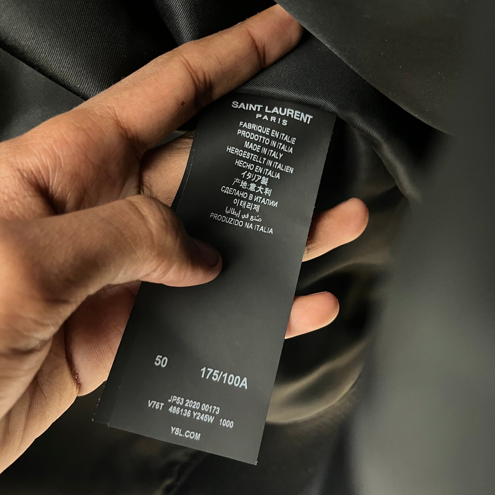 Saint Laurent Black Nylon Bomber Jacket Size 50