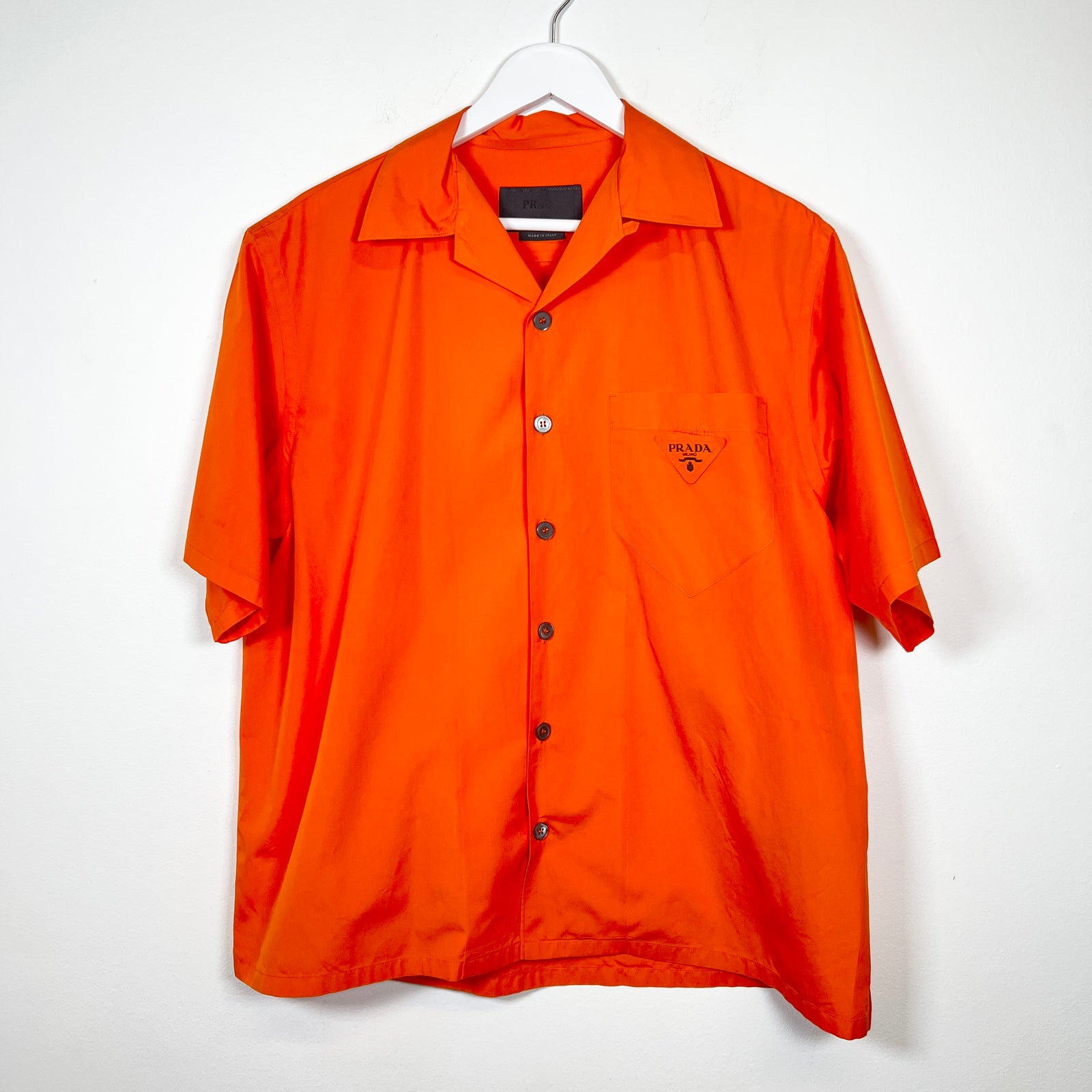 Prada Orange Poplin Button Up Shirt Size L
