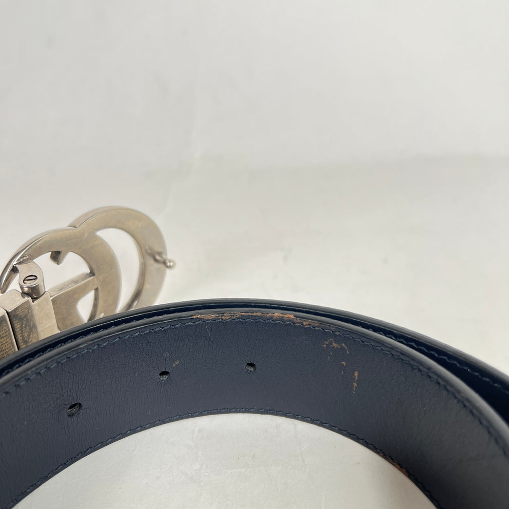 Gucci Silver GG Marmont Reversible Belt