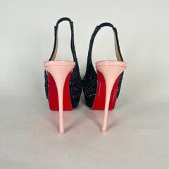 Christian Louboutin Lady Peep 150 Sequin Platform Heels Size 37