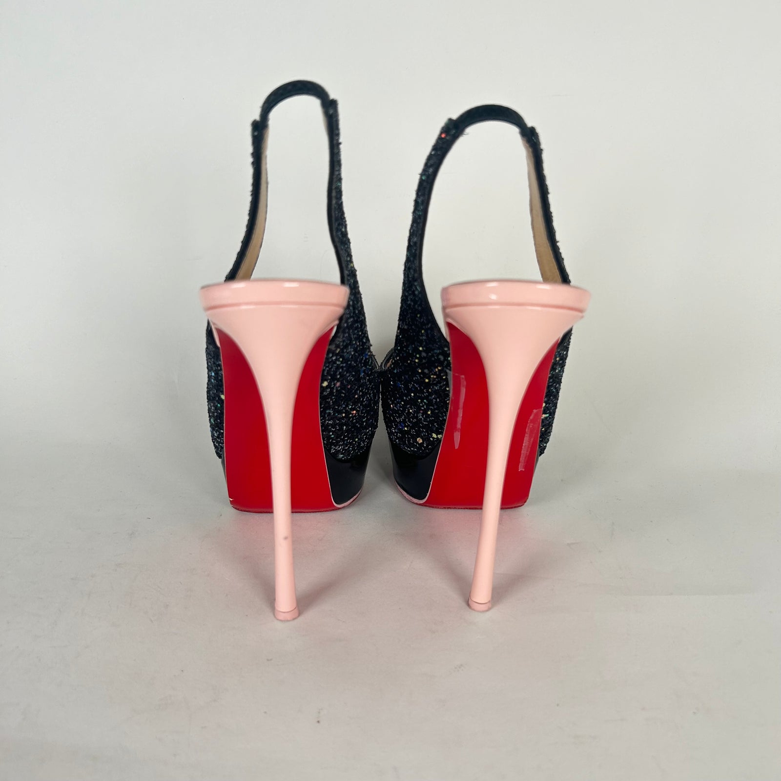 Christian Louboutin Lady Peep 150 Sequin Platform Heels Size 37