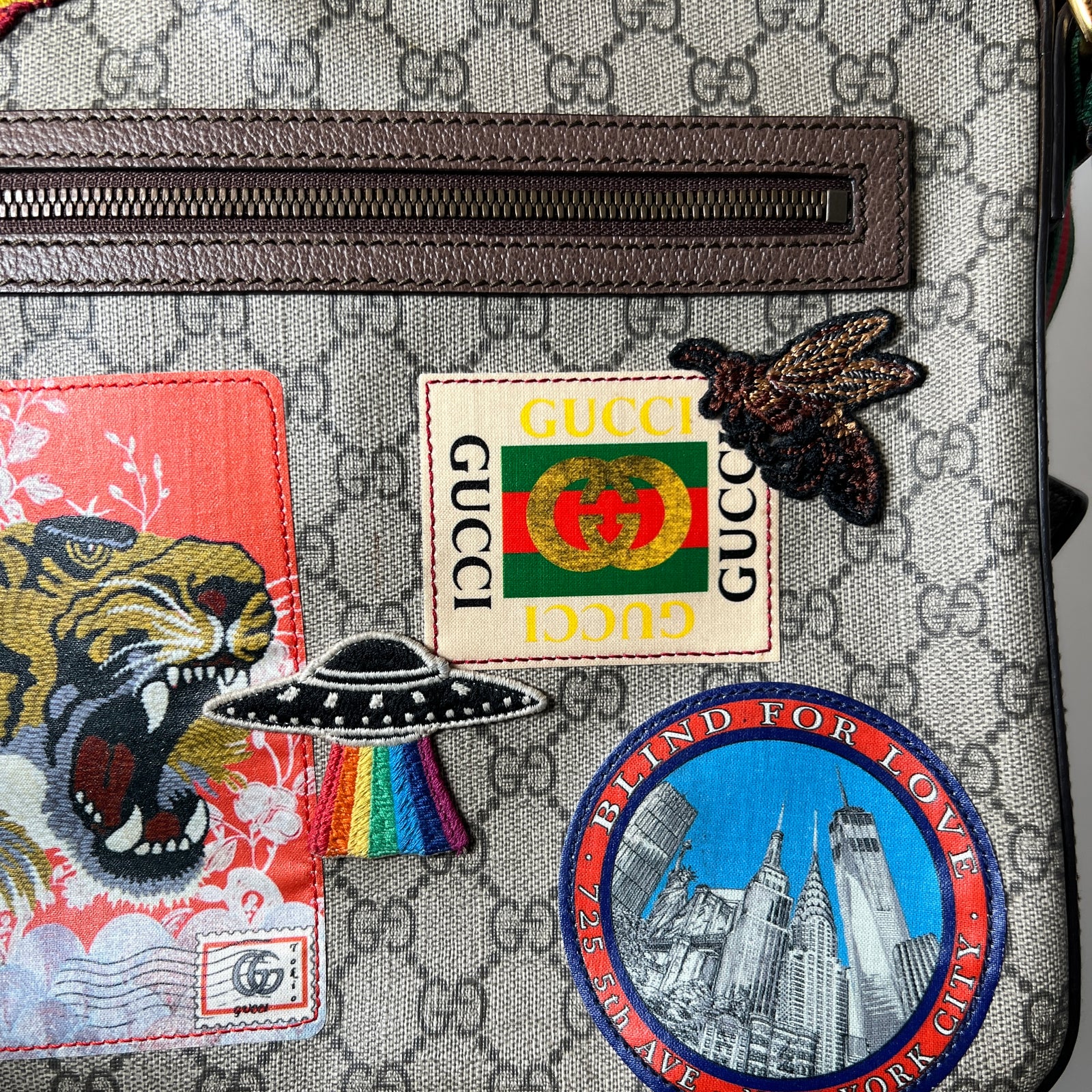 Gucci GG Monogram Courrier Patch Messenger Bag