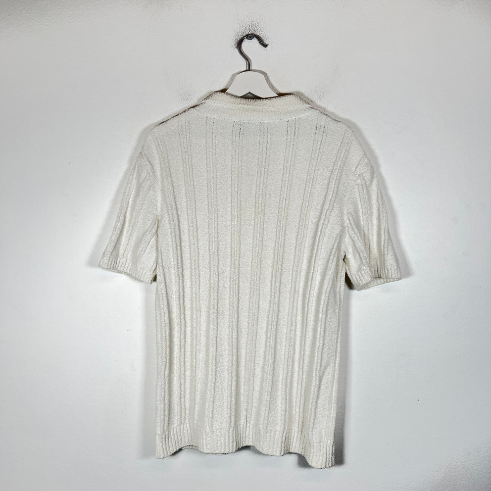 Casablanca White Knit Logo Polo Size M