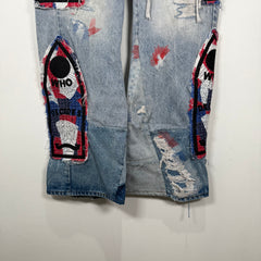 Who Decides War Red/Blue Mural Denim Jeans Size 36