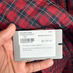Balenciaga Red Padded Flannel Shirt Size 52