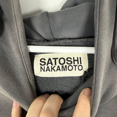 Satoshi Nakamoto Multi Cargo Pocket Faded Distressed Graphic Hoodie Size L