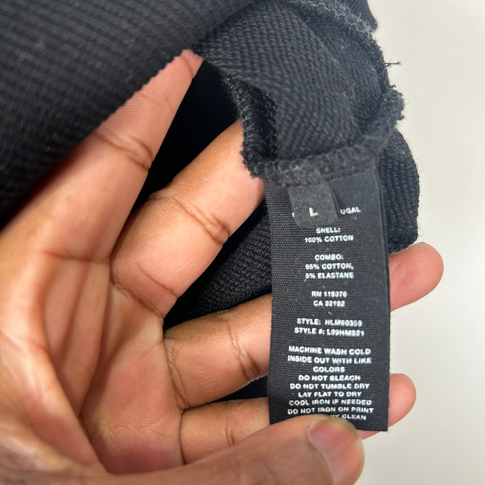 Helmut Lang Black Plain Logo Hoodie Size L