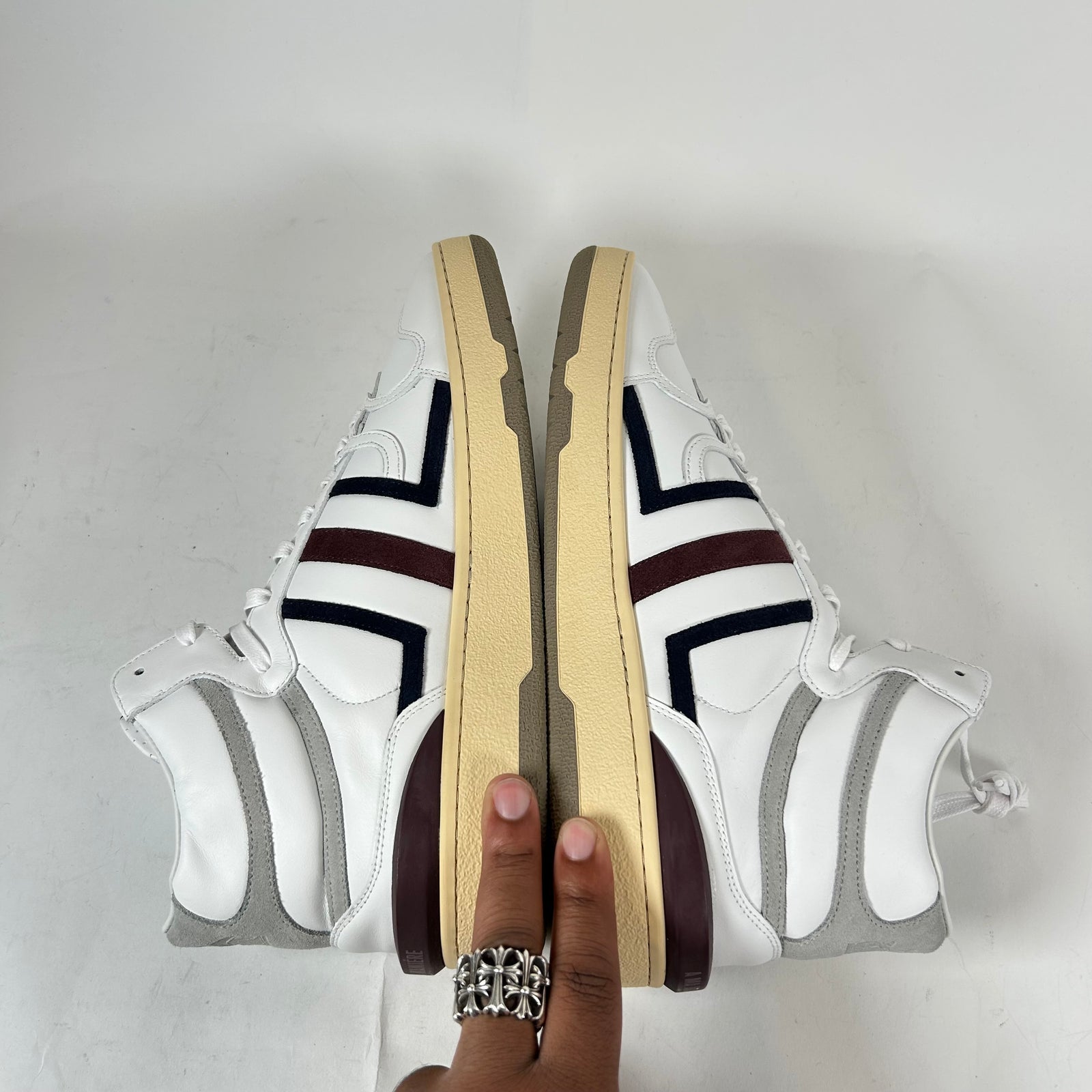 Lanvin x A Ma Maniere White/Maroon Clay High-Top Sneaker Size 43