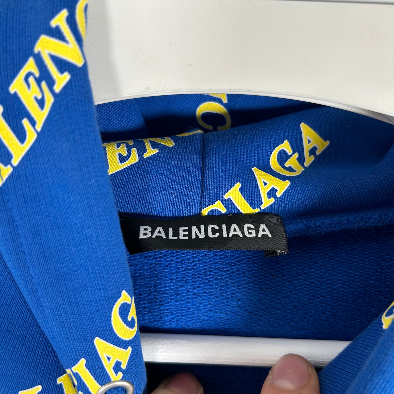 Balenciaga 2020 All Over Spell Out Logo Hoodie Size XL