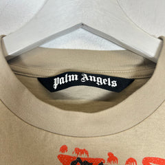 Palm Angels Beige Palm Tree Logo T-shirt Size S