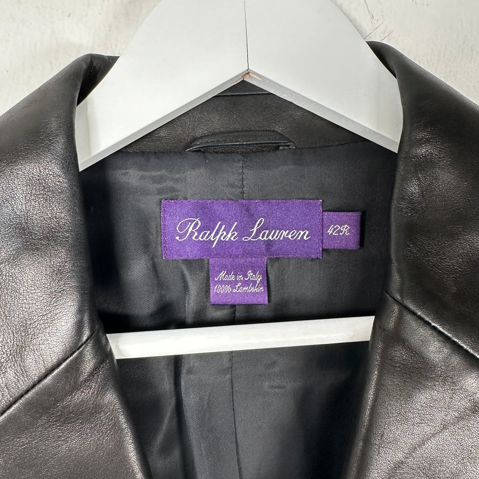 Ralph Lauren Purple Label Lambskin Leather Blazer Size 42R