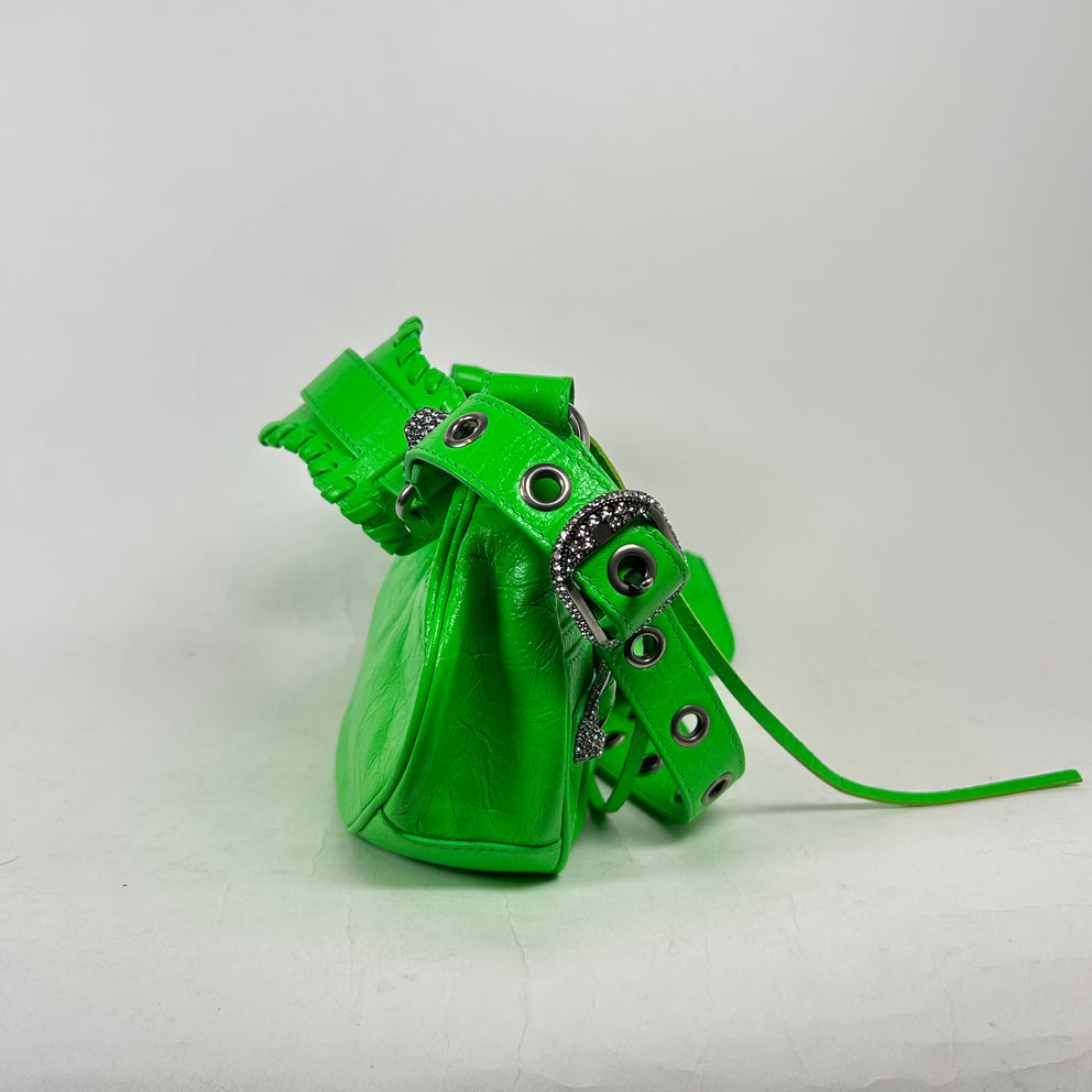 Balenciaga Lime Green Crystal Le Cagole Shoulder Bag