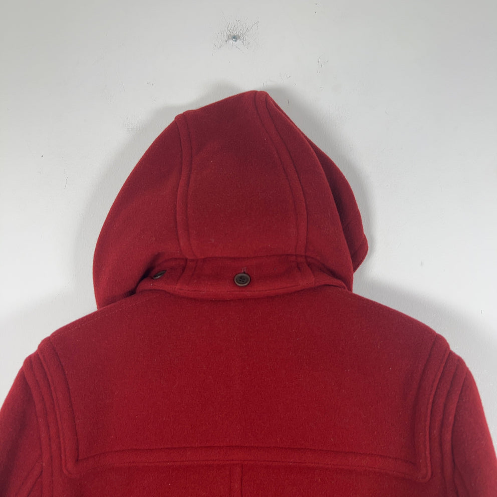 Burberry Red Wool Hooded Peacoat