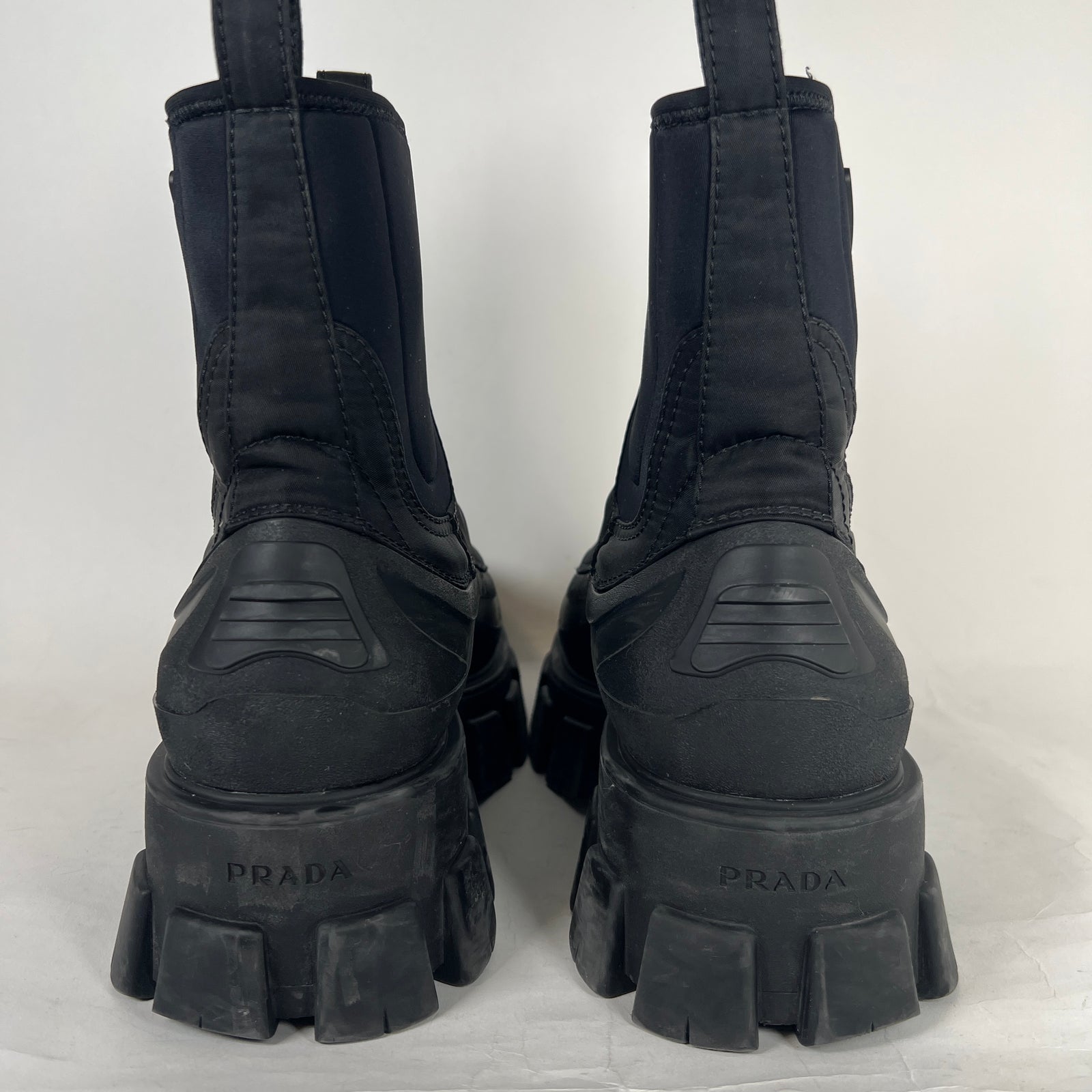 Prada Black Monolith Ankle Boot Size 10.5