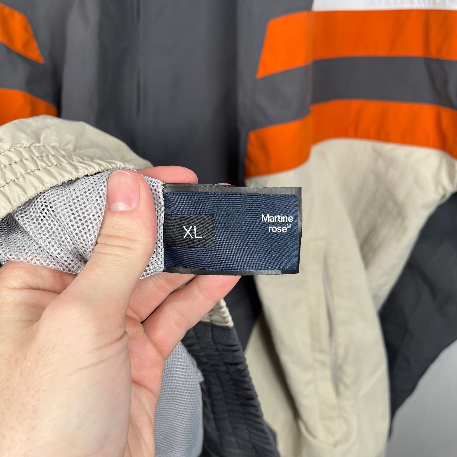 Martine Rose Gray/Orange Logo Windbreaker Size XL