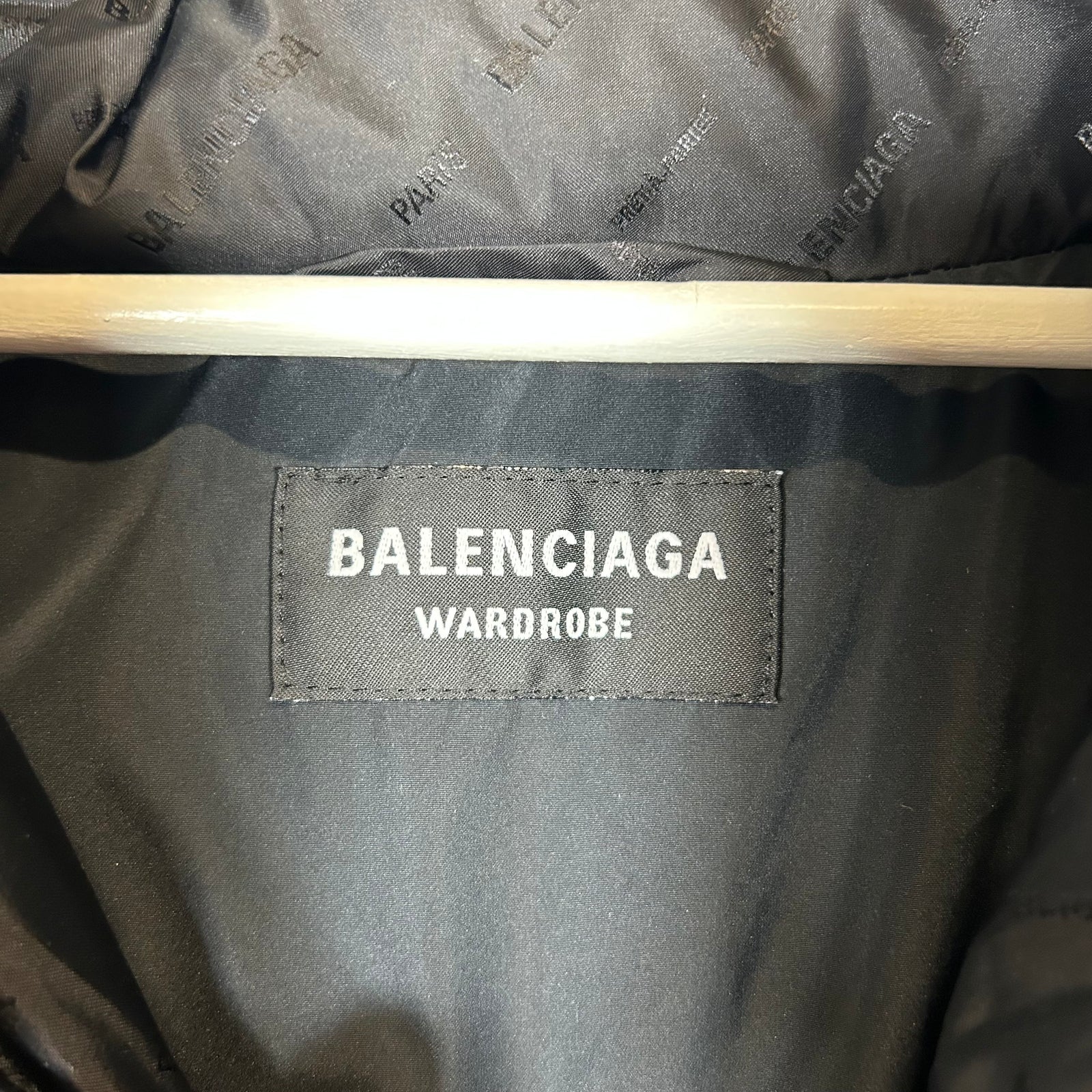 Balenciaga Black/Black All Over Logo Puffer Jacket Size 50