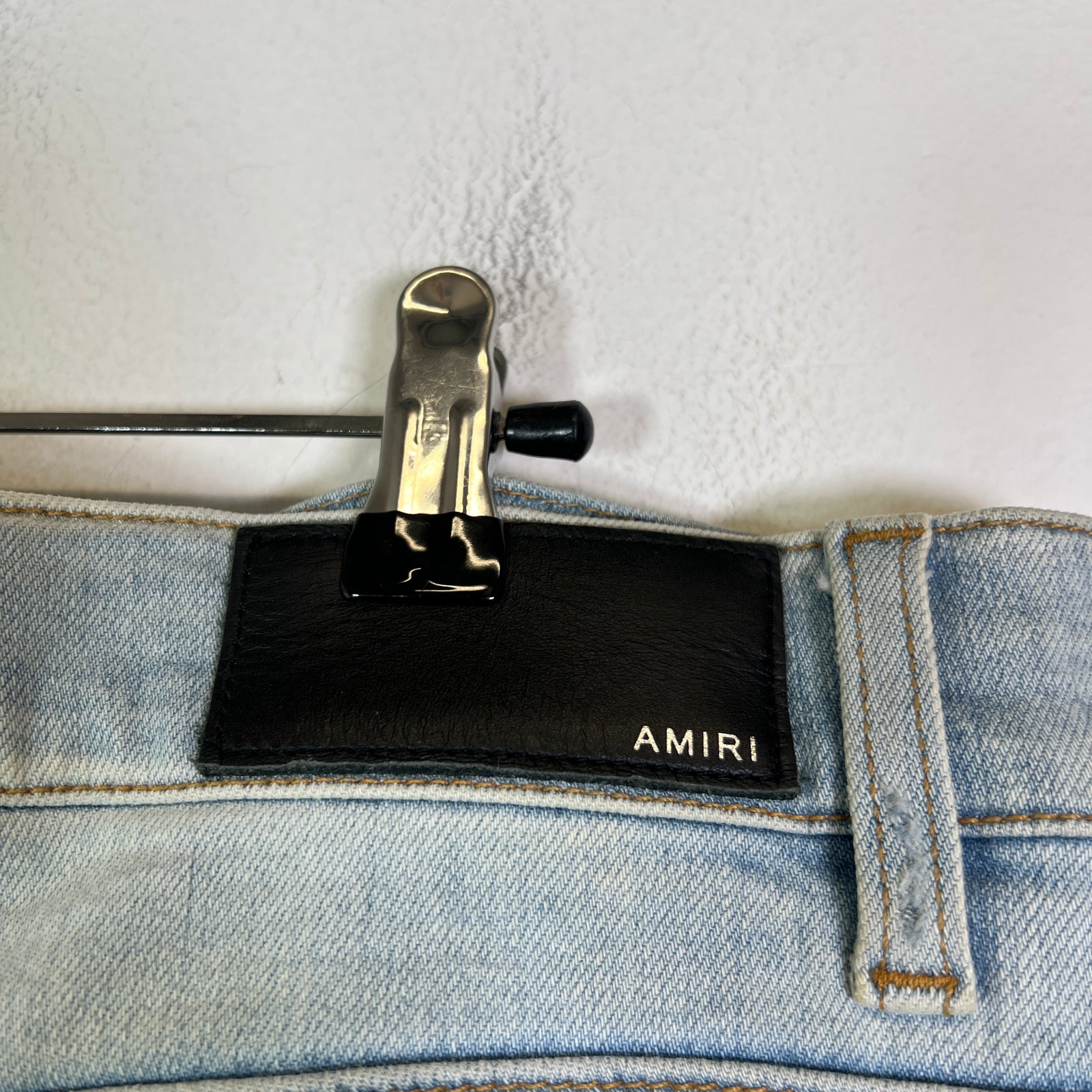 Amiri Lightwash Zebra Patch Distressed Jeans