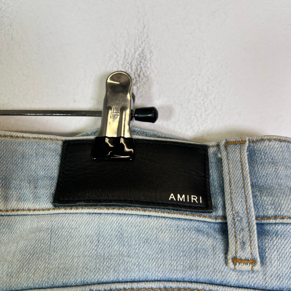 Amiri Lightwash Zebra Patch Distressed Jeans