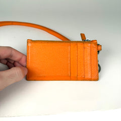 Balenciaga Orange Zip Wallet Lanyard
