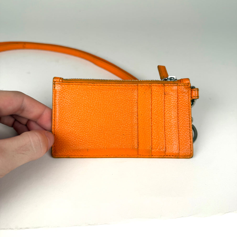 Balenciaga Orange Zip Wallet Lanyard