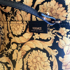 Versace Black Virtus Leather Tote Bag