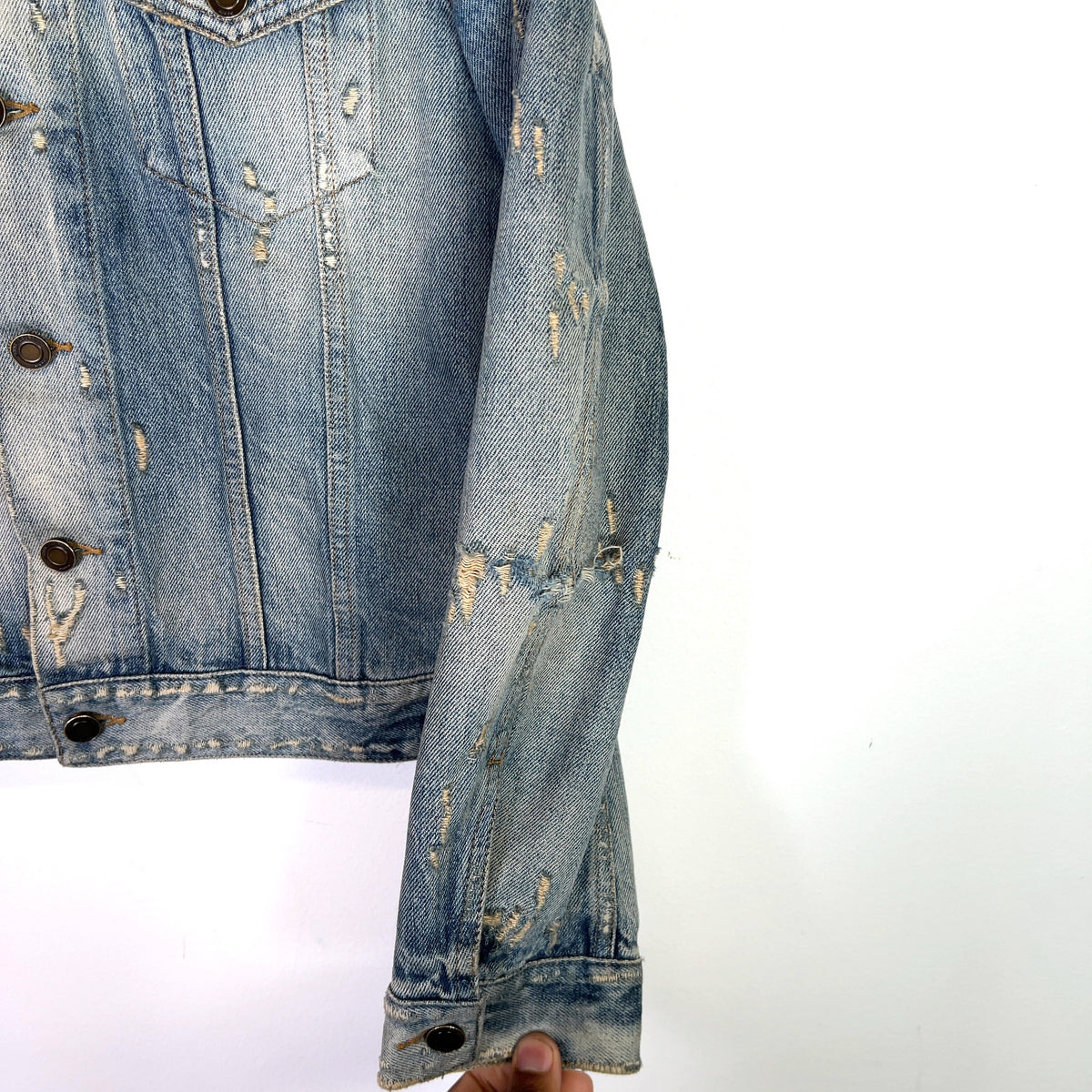 Saint Laurent SS21 Distressed Denim Jacket