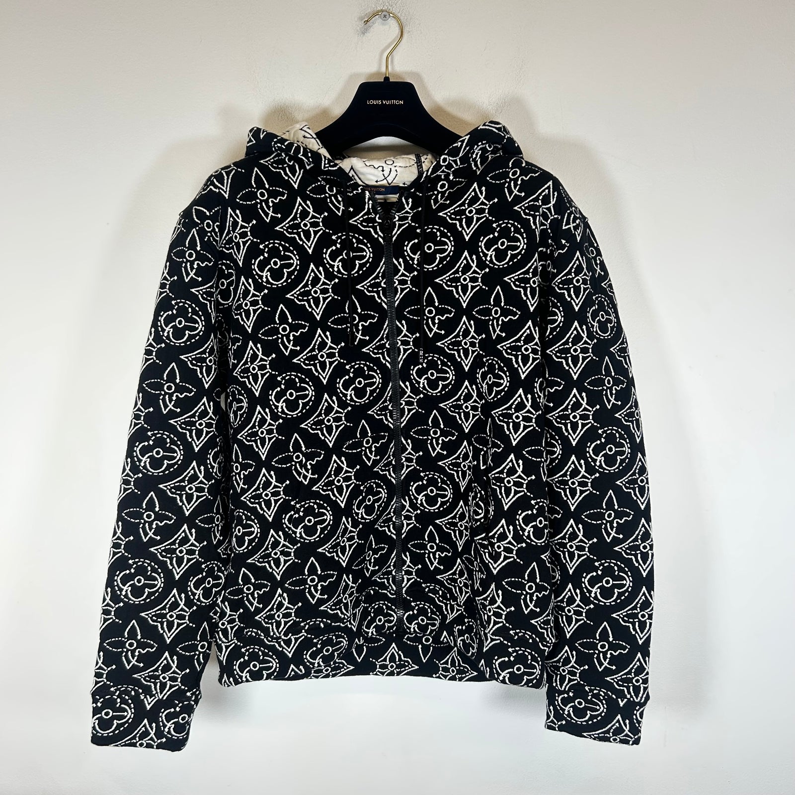 Louis Vuitton x NBA Black Monogram Strategic Flowers Quilted Zip-Up Hoodie Size XL