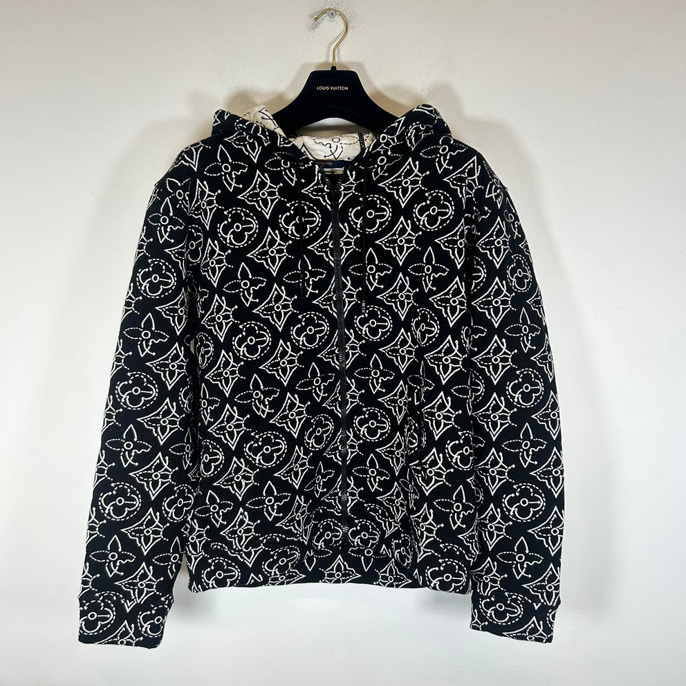 Louis Vuitton x NBA Black Monogram Strategic Flowers Quilted Zip-Up Hoodie Size XL