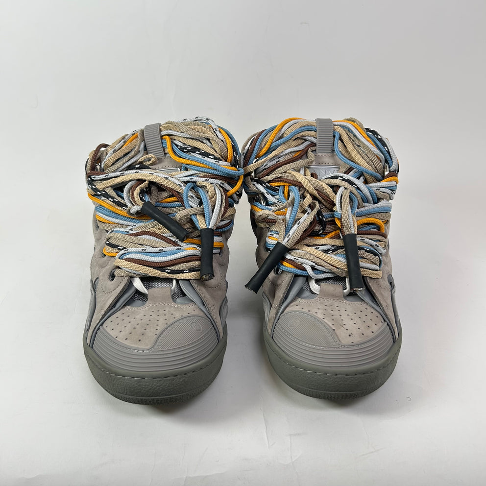 Lanvin Grey Multicolor Lace Curb Sneakers Size 44