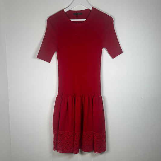 Louis Vuitton Red Wool Logo Dress Size 4