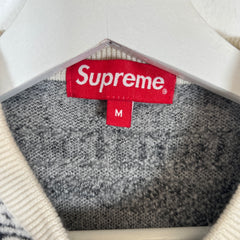 Supreme White Newspaper Cropped Crewneck Size M