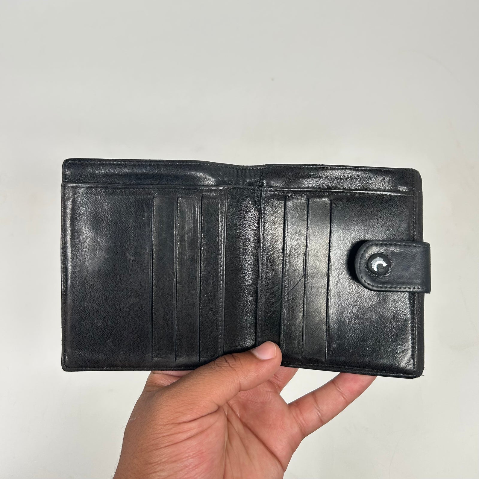 Chanel Black Lambskin Leather Mini Bi-Fold Wallet