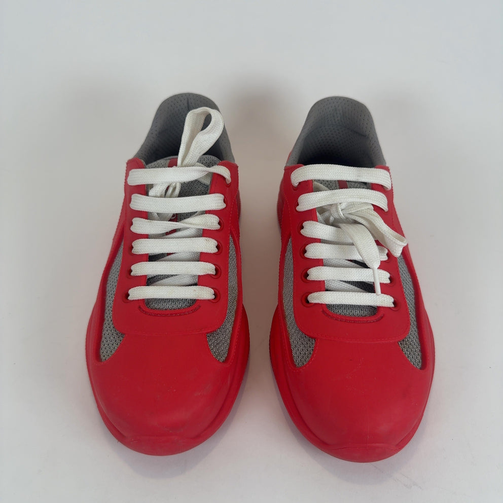 Prada Red Rubber Cups Lowtop Sneakers