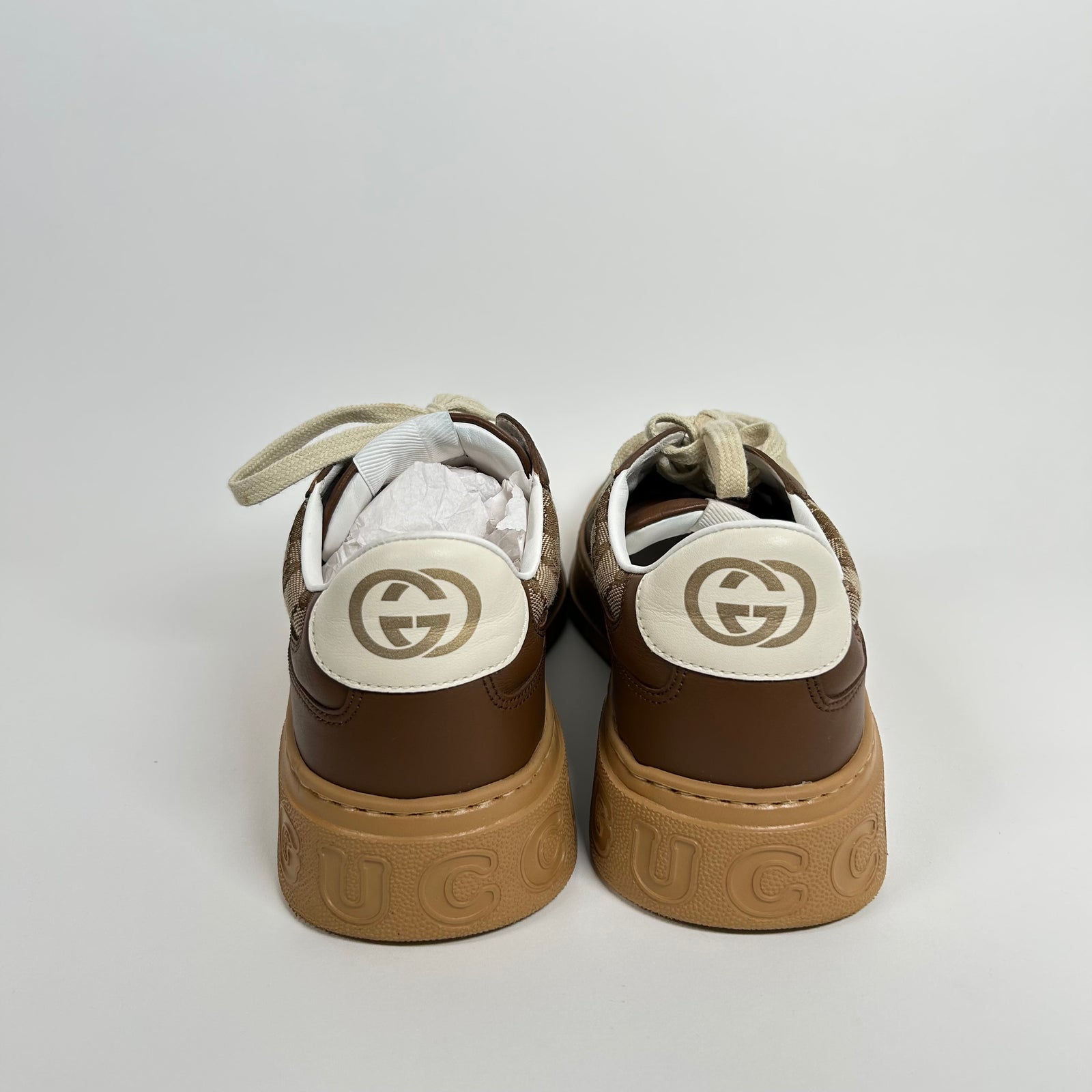 Gucci Brown Leather GG Chunky Sneakers Size 9.5