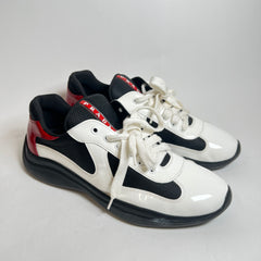 Prada White/Red Patent America Cups Size 9
