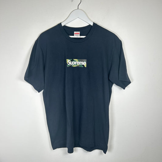 Supreme Navy Camo Box Logo Tee Size M