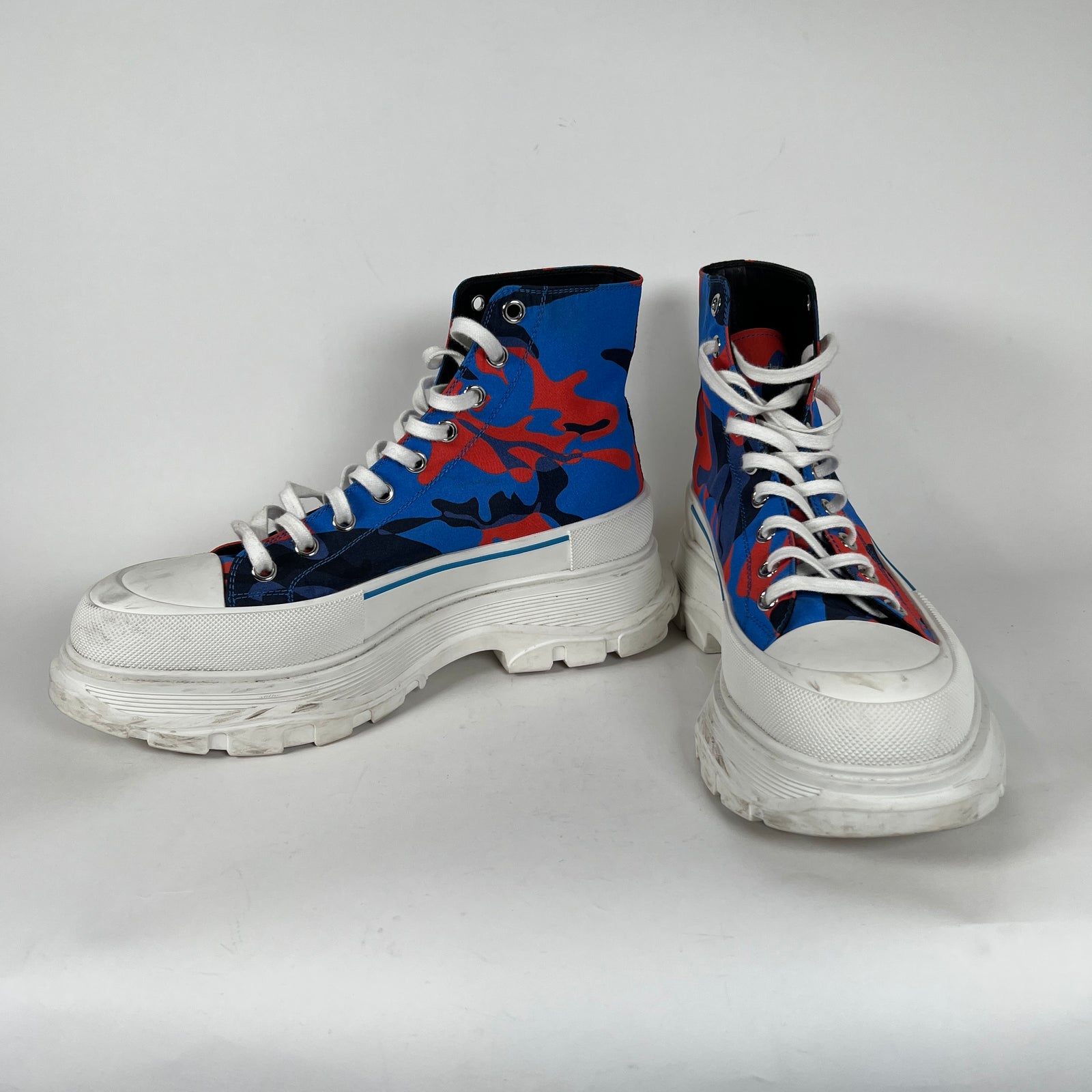 Alexander McQueen Blue & Red High Top Sneaker Size 45