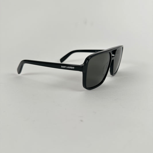 Saint Laurent Black Square Aviator Sunglasses