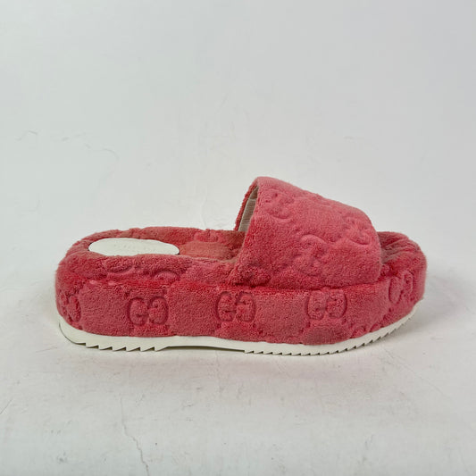 Gucci Pink GG Terry Cloth Platform Sandals